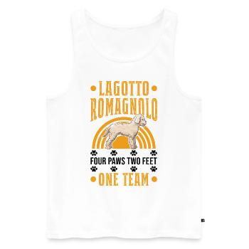 Lagotto Romagnolo 4 Pfoten 2 Beine Ein Team - Männer Premium Bio Tank Top - Weiß - Vorne - AI Model Male 178 light (178cm)