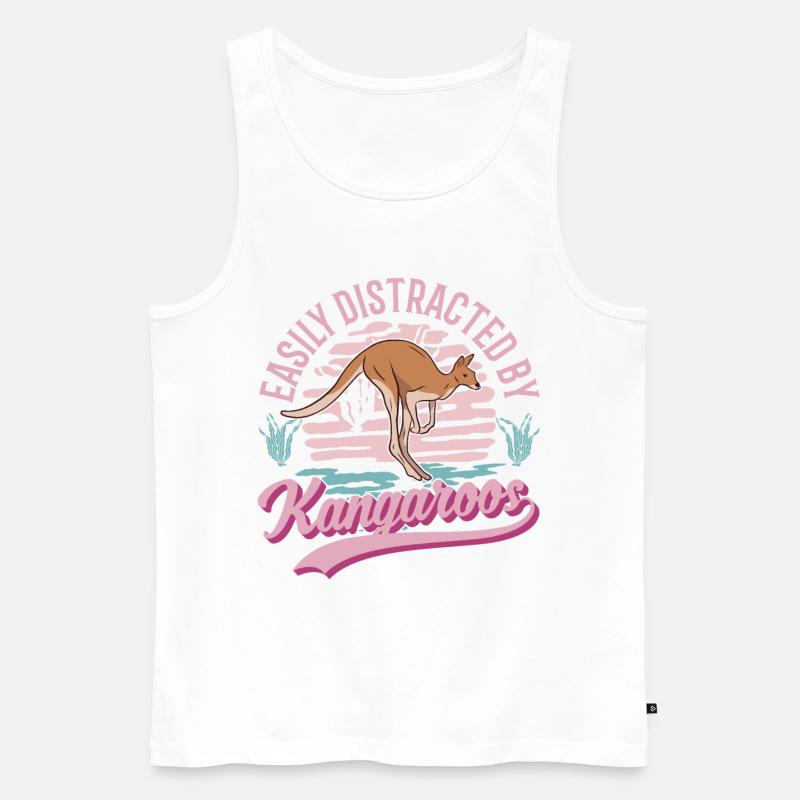 Easily distracted by Kangaroos Känguru - Männer Premium Bio Tank Top - Weiß