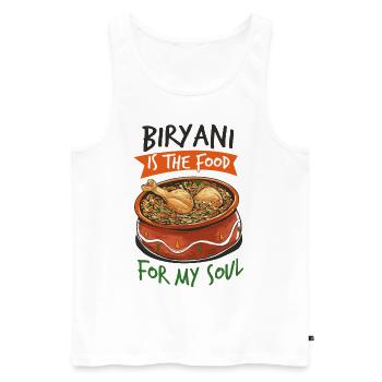 Foodies indiens, biryani, amoureux, - Débardeur bio Premium Homme - blanc - Devant - Michal (187cm)