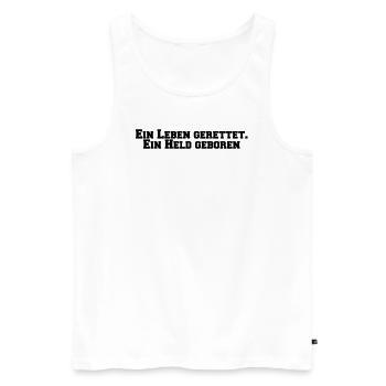 Feuerwehr - Ein Leben gerettet. Ein Held geboren - Männer Premium Bio Tank Top - Weiß - Vorne - Michal (187cm)