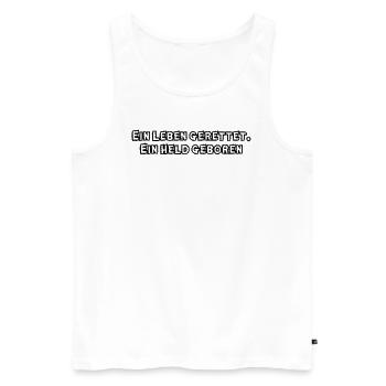 Feuerwehr - Ein Leben gerettet. Ein Held geboren - Männer Premium Bio Tank Top - Weiß - Vorne - Michal (187cm)