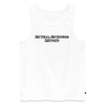 Feuerwehr - Ein Team. Ein Zweck: Rettung - Männer Premium Bio Tank Top - Weiß - Vorne - Michal (187cm)