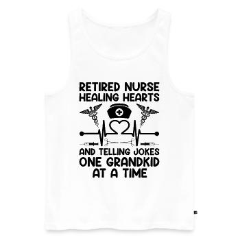 Grand-mère retraitée Pension Infirmière infirmière en soins infirmiers - Débardeur bio Premium Homme - blanc - Devant - Michal (187cm)