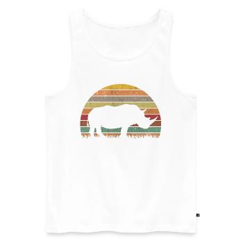 Nashorn Retro Rhino Vintage - Men's Premium Organic Tank Top - white - Front - Michal (187cm)