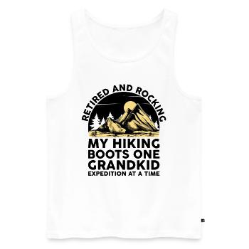 Randonnée Grand-mère retraitée Retraitée Pension Hiker Tre - Débardeur bio Premium Homme - blanc - Devant - Michal (187cm)