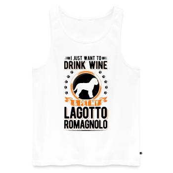 Lagotto Romagnolo et vin - Débardeur bio Premium Homme - blanc - Devant - Michal (187cm)