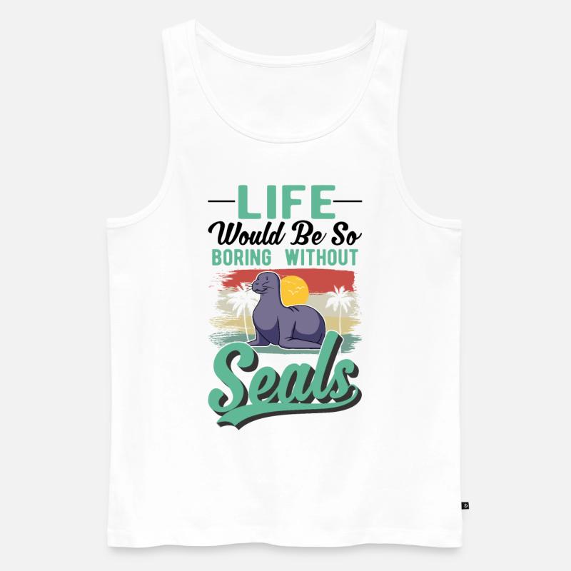 Robbe Geschenk Seehund Seelöwe - Männer Premium Bio Tank Top - Weiß