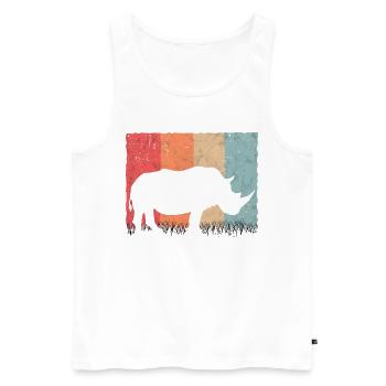 Nashorn Retro Rhino Vintage - Men's Premium Organic Tank Top - white - Front - Michal (187cm)