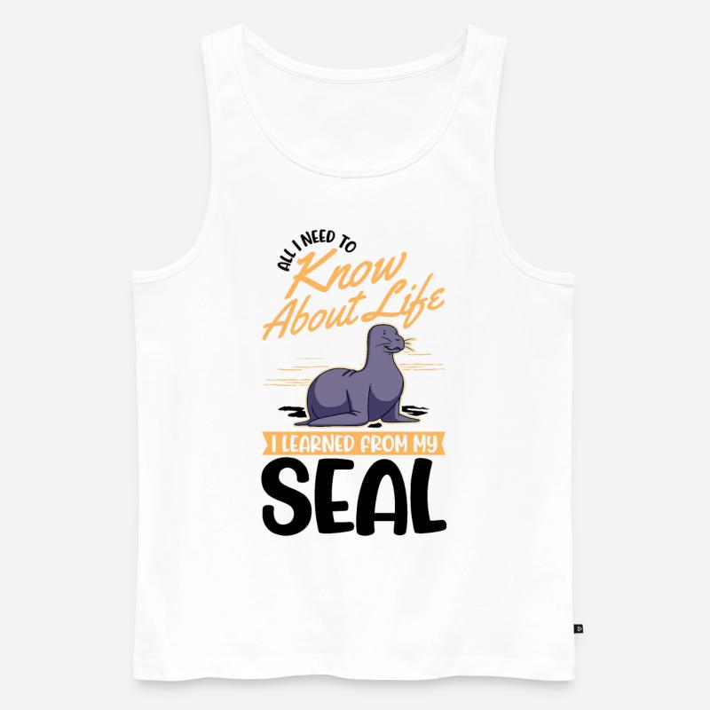Robbe Geschenk Seehund Seelöwe - Männer Premium Bio Tank Top - Weiß