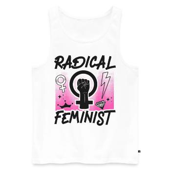 Feminist Radical Feminist - Men's Premium Organic Tank Top - white - Front - AI Model Male 178 light (178cm)