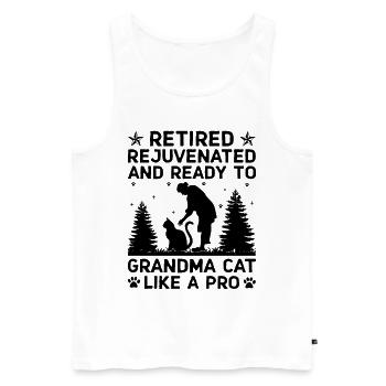 Amoureux des chats Grand-mère retraitée Retraité Propriétaire de chat Chat - Débardeur bio Premium Homme - blanc - Devant - Michal (187cm)