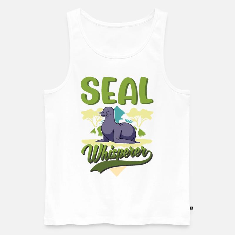 Robbenflüsterer Seerobbe Robbe Seehund - Männer Premium Bio Tank Top - Weiß