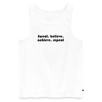 Fitness - Sweat, believe, achieve, repeat - Männer Premium Bio Tank Top - Weiß - Vorne - Michal (187cm)