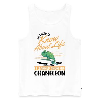 Caméléon Cadeau Caméléon - Débardeur bio Premium Homme - blanc - Devant - Michal (187cm)