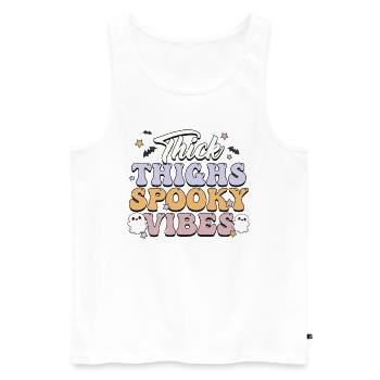 Creepy & Stylish: Retro Halloween Vibes Ghosts - Men's Premium Organic Tank Top - white - Front - Michal (187cm)