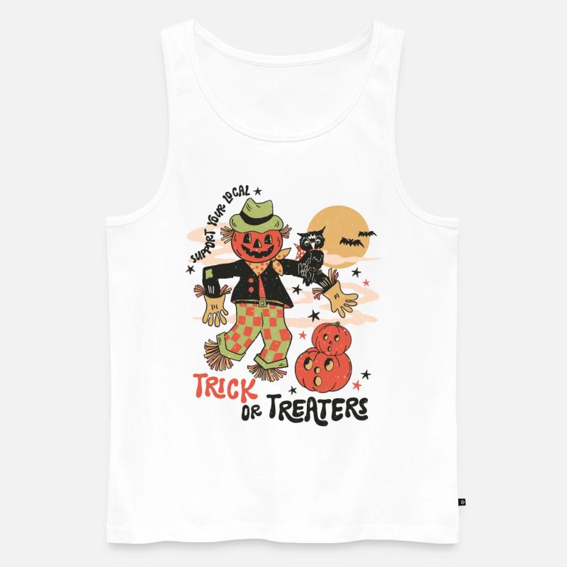 Halloween-Spaß mit gruseliger Retro-Vogelscheuche - Männer Premium Bio Tank Top - Weiß