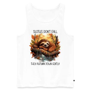 Faultier Herbst: Faulenzen in herbstlichen Farben - Männer Premium Bio Tank Top - Weiß - Vorne - AI Model Male 178 light (178cm)