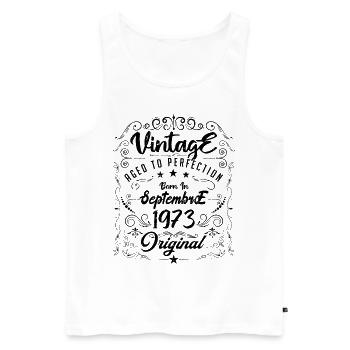 Born in September 1973. birthday September 1973. - Men's Premium Organic Tank Top - white - Front - Michal (187cm)