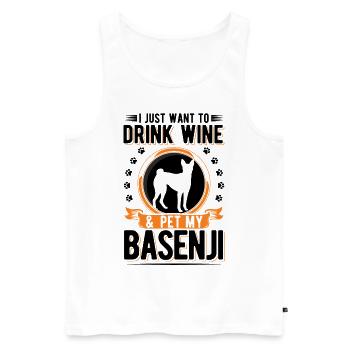 Basenji et vin - Débardeur bio Premium Homme - blanc - Devant - AI Model Male 178 light (178cm)