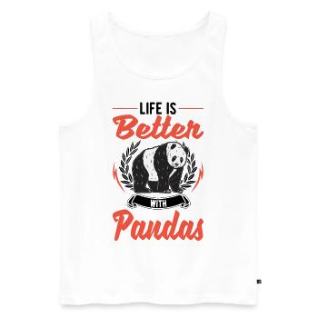 Life is better with pandas - Men's Premium Organic Tank Top - white - Front - Michal (187cm)