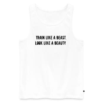 Fitness - Entraînez-vous comme une bête, ressemblez à une beauté - Débardeur bio Premium Homme - blanc - Devant - Michal (187cm)