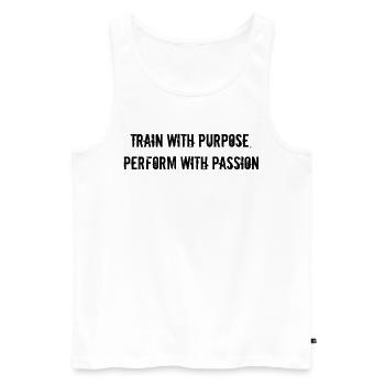 Fitness - Train with purpose, perform with - Männer Premium Bio Tank Top - Weiß - Vorne - AI Model Male 178 light (178cm)