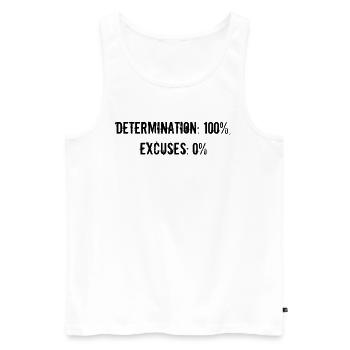 Fitness - Determination: 100%, excuses: 0% - Männer Premium Bio Tank Top - Weiß - Vorne - Michal (187cm)