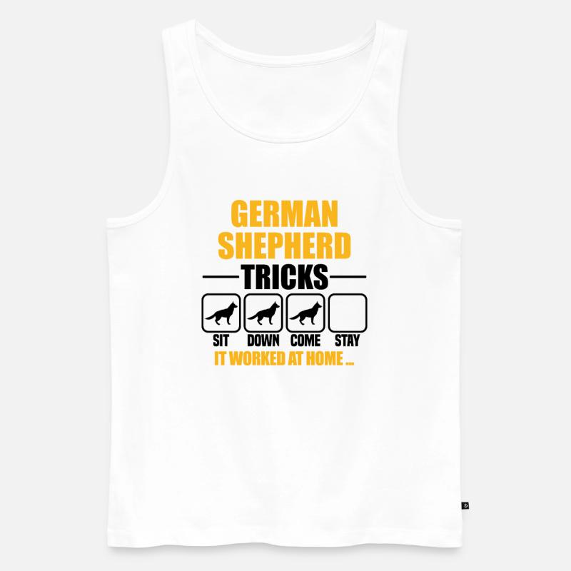 German Shepherd Tricks - Männer Premium Bio Tank Top - Weiß