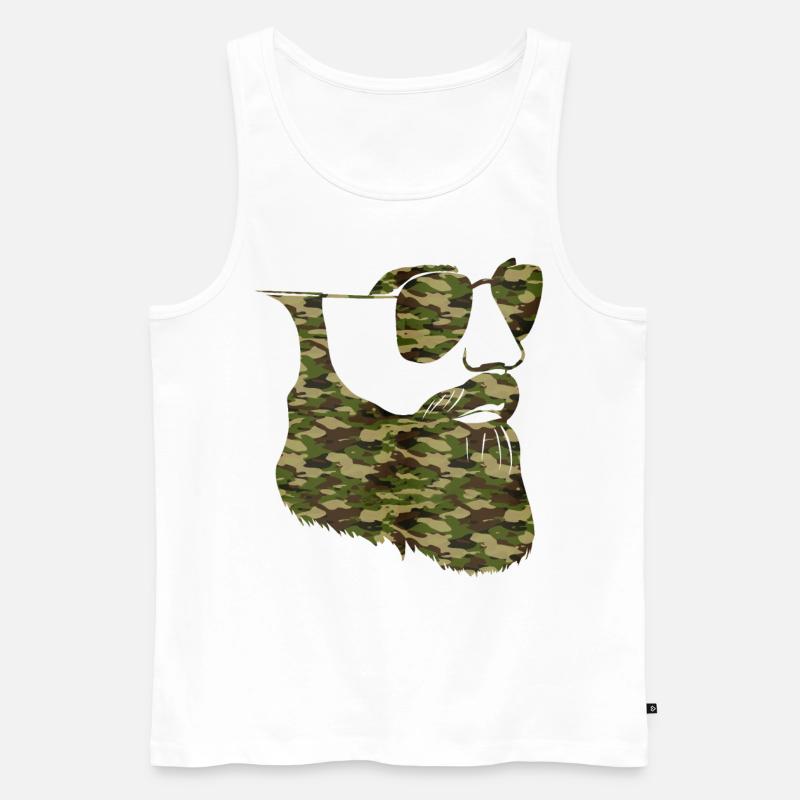 Beard Lover Bearded Man Camo - Männer Premium Bio Tank Top - Weiß