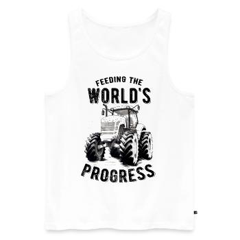 Feeding World's Progress Traktor Landwirt Geschenk - Männer Premium Bio Tank Top - Weiß - Vorne - Michal (187cm)