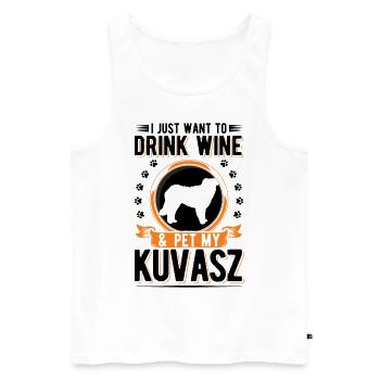 Kuvasz und Wein - Männer Premium Bio Tank Top - Weiß - Vorne - Michal (187cm)