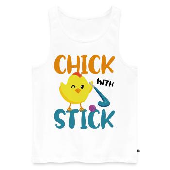 Field Hockey Chicken Chick With - Men's Premium Organic Tank Top - white - Front - Michal (187cm)