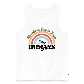 Enseigner aux petits humains - Retour à l’école pour les enseignants - Débardeur bio Premium Homme - blanc - Devant - Michal (187cm)