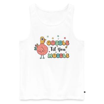 Gobble Til You Wobble - Drôle Rétro Thanksgiving - Débardeur bio Premium Homme - blanc - Devant - Michal (187cm)
