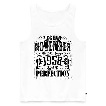November 1958. November 1958 Geburtstagsgeschenk - Männer Premium Bio Tank Top - Weiß - Vorne - Michal (187cm)