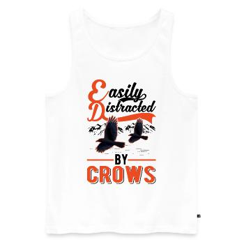 Easily distracted by Crows Krähe Rabe Rabenkrähe - Männer Premium Bio Tank Top - Weiß - Vorne - AI Model Male 178 light (178cm)