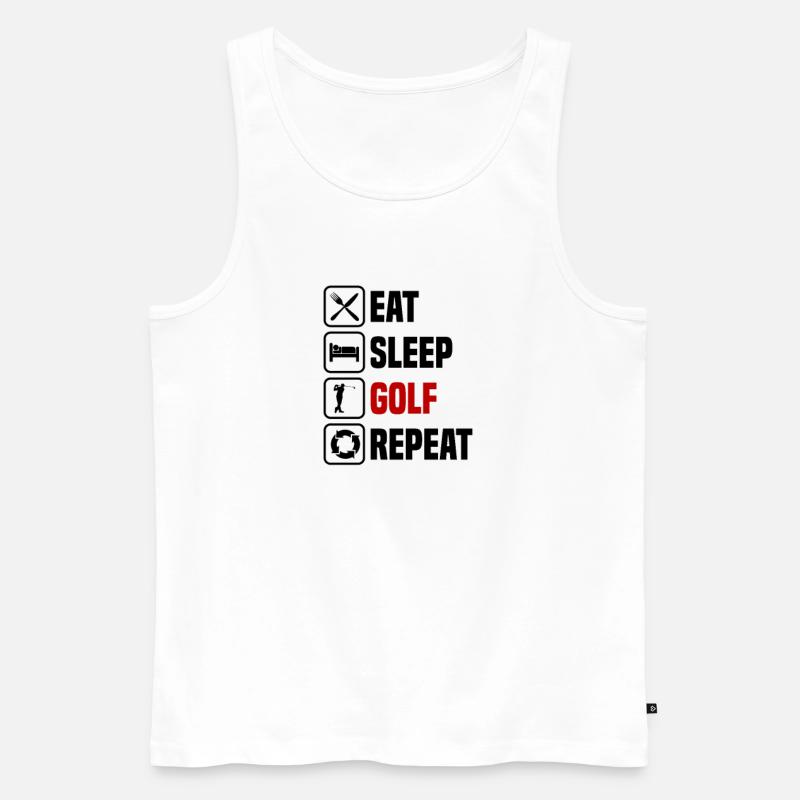 Eating, sleeping, golfing, repeating - Men's Premium Organic Tank Top - white