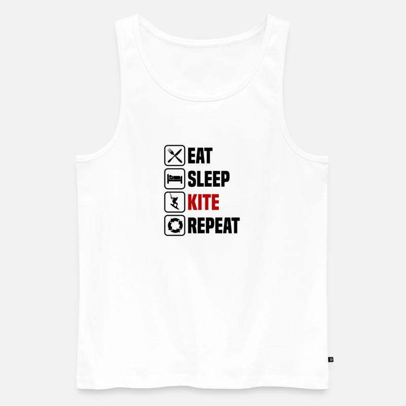 Eating, sleeping, kiting, repeating - Men's Premium Organic Tank Top - white