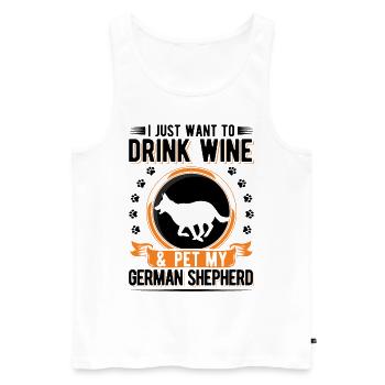 Berger allemand et vin - Débardeur bio Premium Homme - blanc - Devant - Michal (187cm)