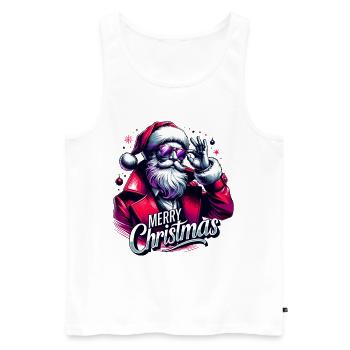 Joyeux Noël Père Noël - Débardeur bio Premium Homme - blanc - Devant - AI Model Male 178 light (178cm)