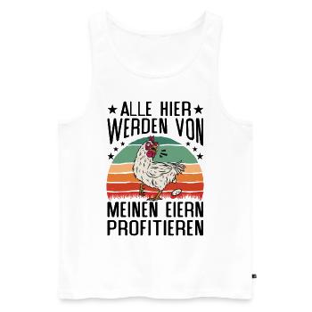 Profitiere Von Meinen Eiern - Lustiger Huhn Spruch - Männer Premium Bio Tank Top - Weiß - Vorne - Michal (187cm)