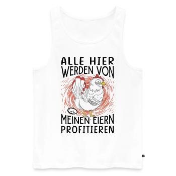Profitiere Von Meinen Eiern - Lustiger Huhn Spruch - Männer Premium Bio Tank Top - Weiß - Vorne - Michal (187cm)