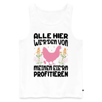 Profitiere Von Meinen Eiern - Lustiger Huhn Spruch - Männer Premium Bio Tank Top - Weiß - Vorne - Michal (187cm)