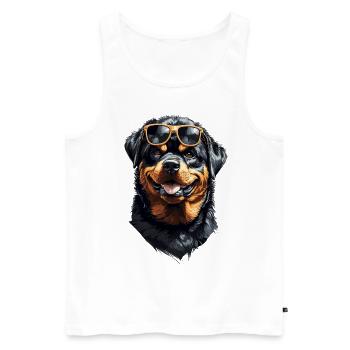 Cool Rottweiler ami chiens de compagnie Design - Débardeur bio Premium Homme - blanc - Devant - AI Model Male 178 light (178cm)