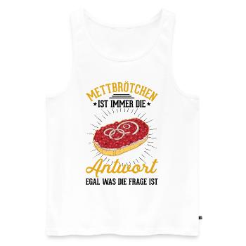 Mettbrötchen Mett Liebhaber Hackepeter - Männer Premium Bio Tank Top - Weiß - Vorne - Michal (187cm)