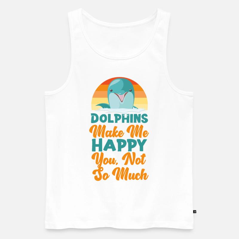 Dolphin Retro Dolphins Make Me - Männer Premium Bio Tank Top - Weiß