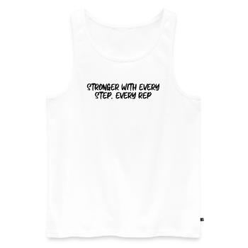 Fitness - Stronger with every step, every rep - Men's Premium Organic Tank Top - white - Front - AI Model Male 178 light (178cm)