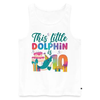 Dolphin 10th Birthday Watercolor - Männer Premium Bio Tank Top - Weiß - Vorne - Michal (187cm)