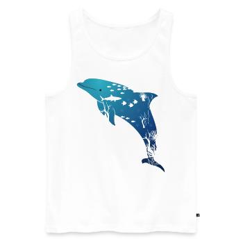 Vie marine des dauphins - Débardeur bio Premium Homme - blanc - Devant - AI Model Male 178 light (178cm)