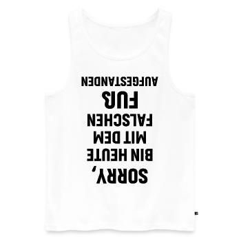 Sorry bin mit dem falschen Fuß aufgestanden - Männer Premium Bio Tank Top - Weiß - Vorne - Michal (187cm)